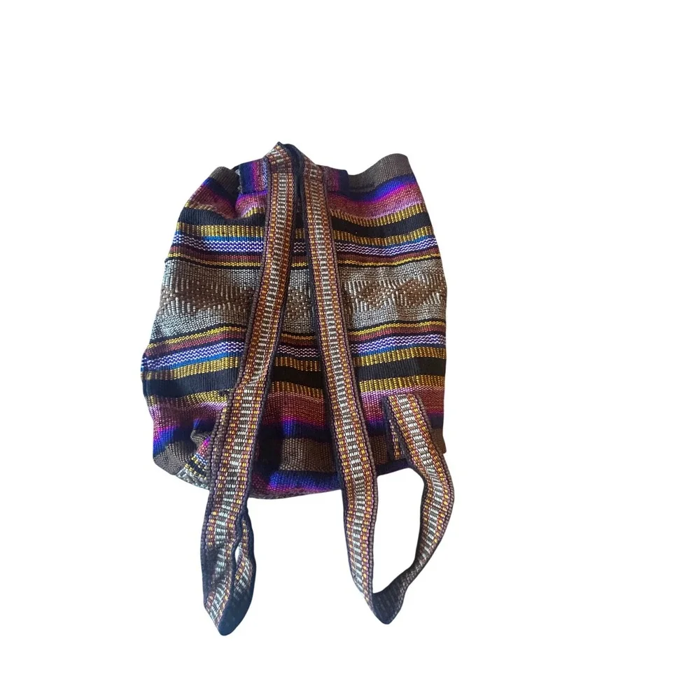 Bohemian Pinzon‎ Woven Drawstring Backpack Multi Color Stripes Triba DO NOT BUY